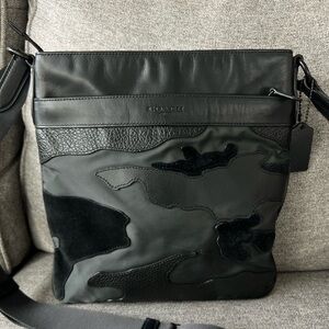 Coach Charles Camouflage Genuine Leather Suede Nylon Multi Pocket Crossbody Bag